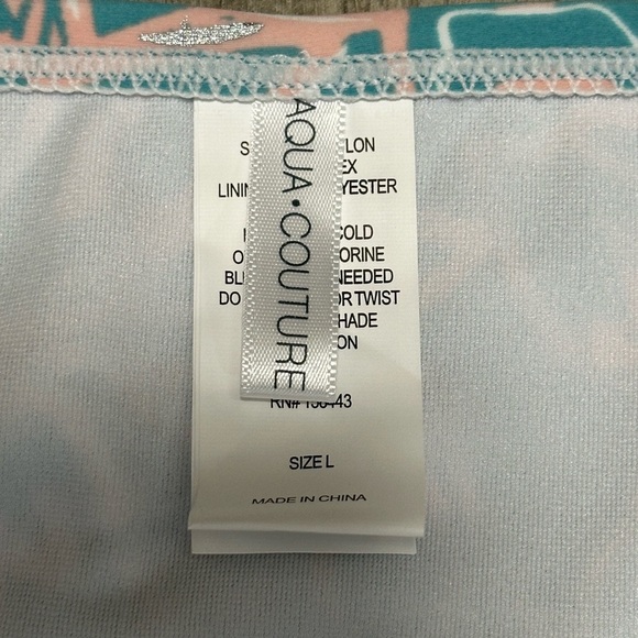 Aqua Couture Large Swim Bikini Bottom Hipster Flowers Tropical Teal Swimwear NWT - Picture 7 of 8